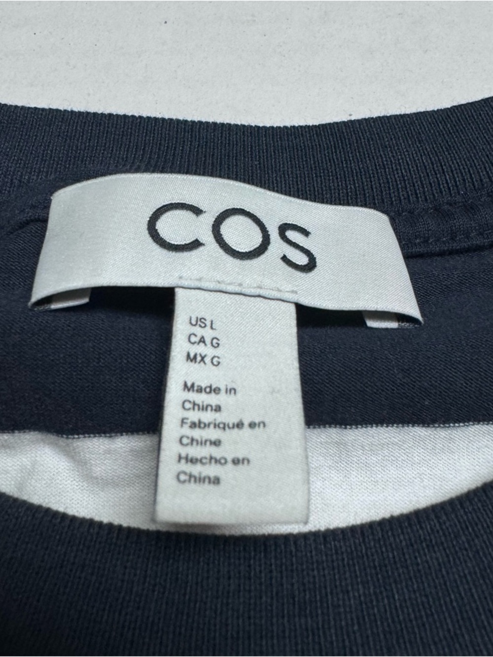 COS Relaxed Cotton-Crepe Tank Top In Navy White Stripe Size: Large - Picture 2 of 13